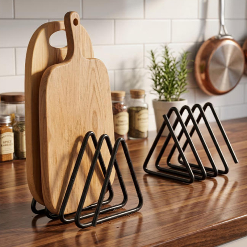 Kitchen Cabinet Baking Organizer - حامل ألواح التقطيع المثلثة الموفر للمساحة،
