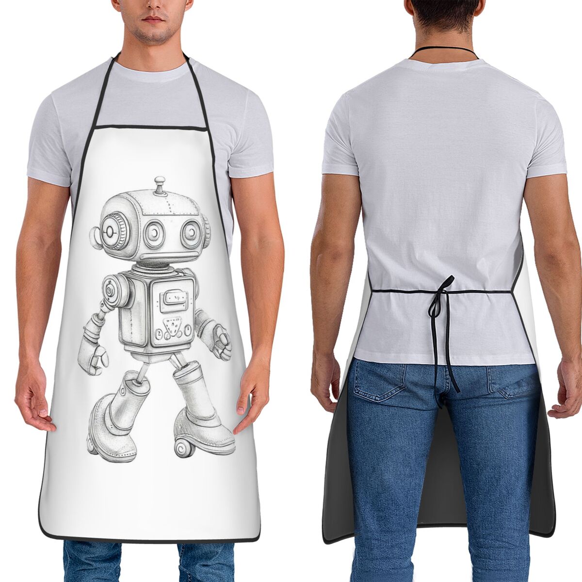 Kitchen Robot Baking - مريلة مطبخ بتصميم روبوت ريترو ميكانيكي،