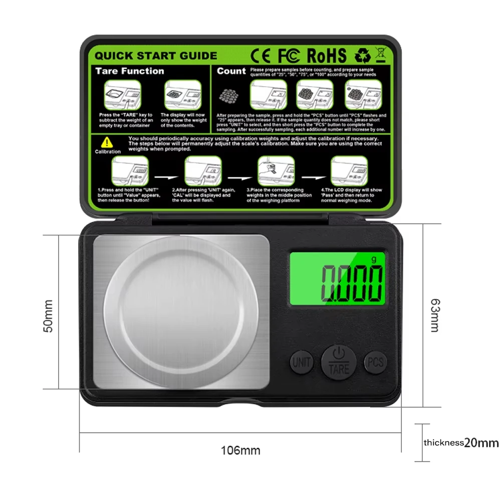 Kitchen Baking Scale - ميزان رقمي صغير للمجوهرات، موازين ملليجرام