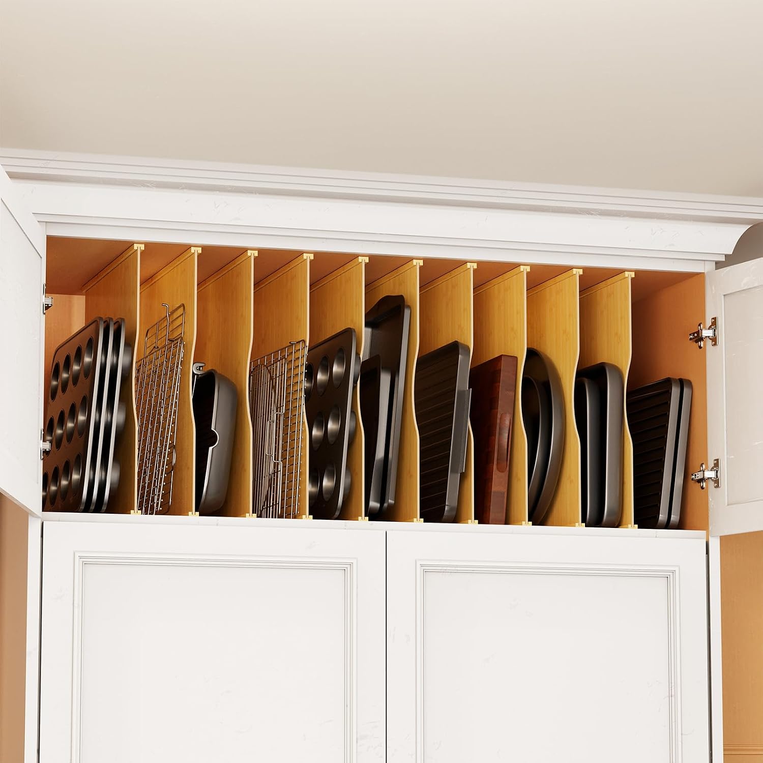 Kitchen Cabinet Baking Organizer - 10 قطع من فواصل الصواني المصنوعة
