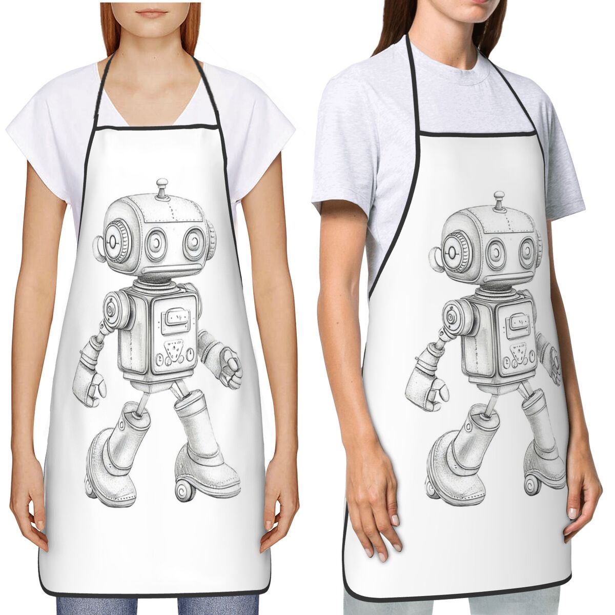 مريلة مطبخ بتصميم روبوت ريترو  - مراجعة Kitchen Robot Baking وسعره